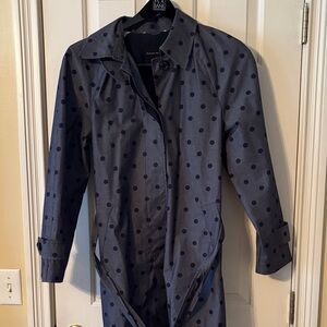 Banana Republic Navy Polka Dot Trench Coat